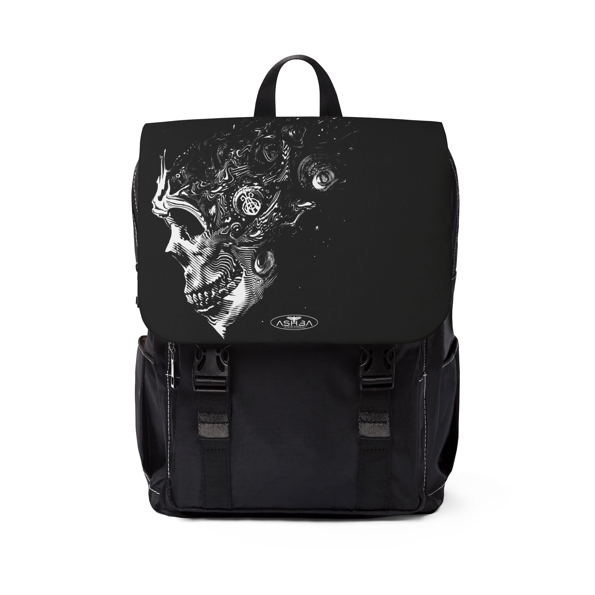 black leather skull backpack purse Skull